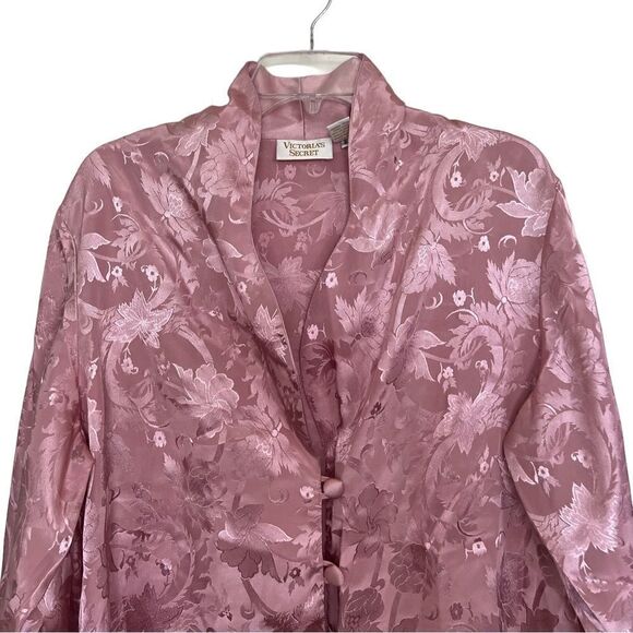 Victoria’s Secret Gold Label Vintage 90s Pink Satin Floral PJ Set Medium - Picture 5 of 16